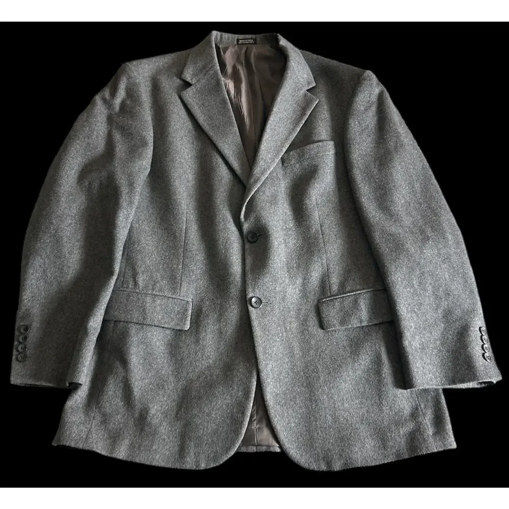 Oscar de la Renta Blazer Wool Cashmere Suit Jacket Mens 42 R Gray